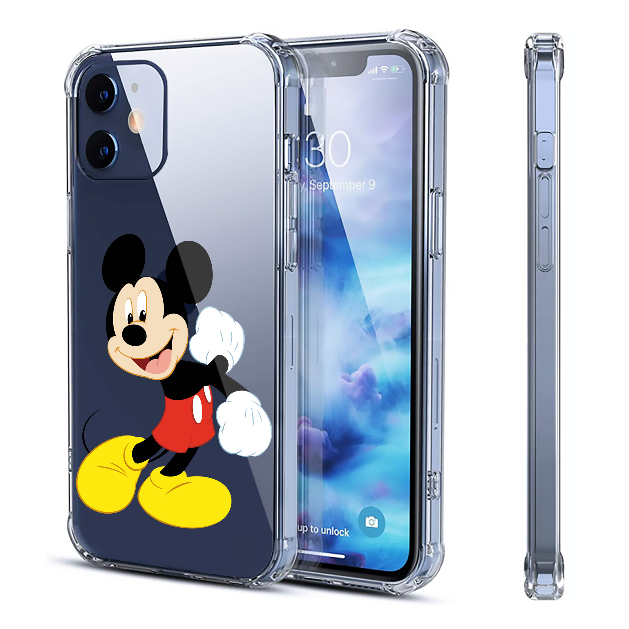 （画像用） ミッキーマウス Mickey Mouse 【iPhone 12シリーズ対応】透明スマホケース（クリアソフトケース）